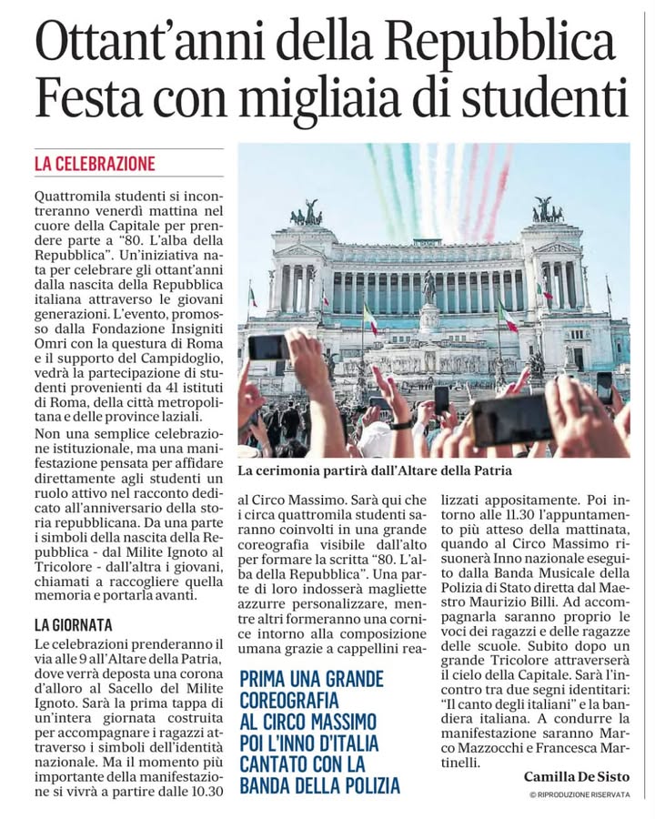 Oggi Il Messaggero racconta quello che fino a poche settimane fa era solo un progetto.