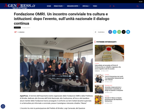 AgenPress – Fondazione OMRI. Un incontro conviviale tra cultura e istituzioni: dopo l’evento, sull’unità nazionale il dialogo continua
