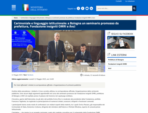 Cerimoniale e linguaggio istituzionale: a Bologna un seminario promosso da prefettura, Fondazione insigniti OMRI e Anci