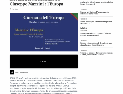 Giornaledibrescia.it – A Bruxelles un incontro su Giuseppe Mazzini e l’Europa