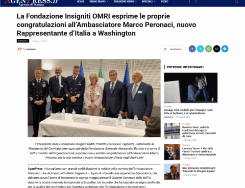 Agenpress – La Fondazione Insigniti OMRI esprime le proprie congratulazioni all’Ambasciatore Marco Peronaci, nuovo Rappresentante d’Italia a Washington